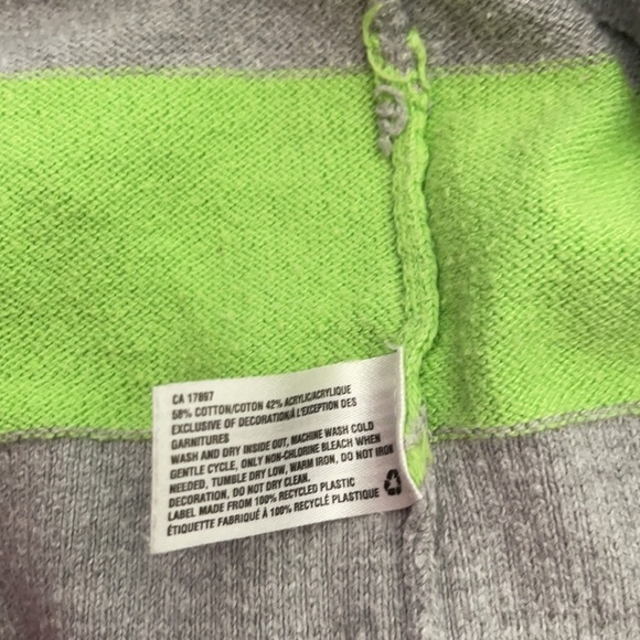 𝅺GAP Girl Green Gray Stripes Cardigan US XXL Girl - Picture 7 of 7